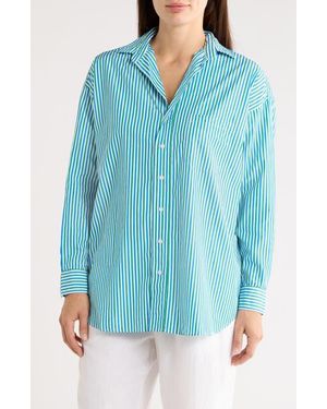Frank & Eileen Relaxed Fit Stripe Cotton Button-Up Shirt - Blue