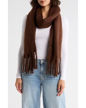 Nordstrom Brushed Fringed Scarf - Brown