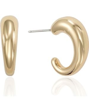 Ettika Simple Smooth Hoop Earrings - White