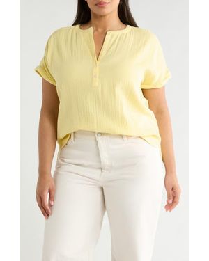 Caslon Cotton Gauze Popover Top - Yellow