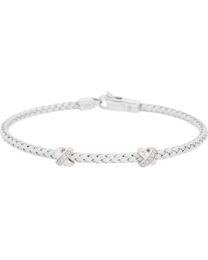 Meshmerise Pavé Diamond 'X' Bangle Bracelet - Metallic