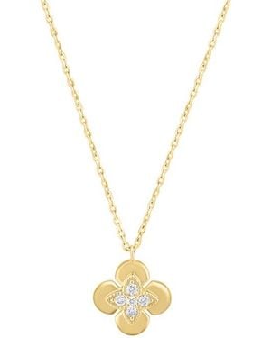 Effy 14K Plated Sterling Diamond Flower Pendant Necklace - Metallic