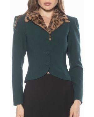 Alexia Admor Sabrina Faux Fur Notch Collar Blazer - Green