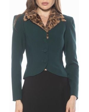Alexia Admor Sabrina Faux Fur Notch Collar Blazer - Green