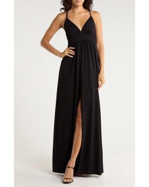Go Couture Cross Back Maxi Dress - Black