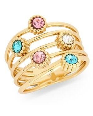 Nordstrom Rack Bezel Crystal Layered Band Ring - Metallic