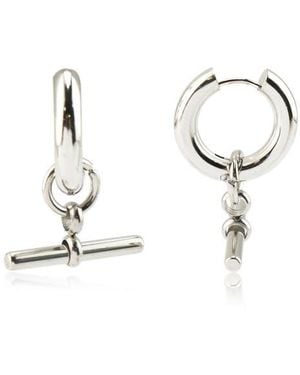 Rebel Toggle Drop Earrings - White