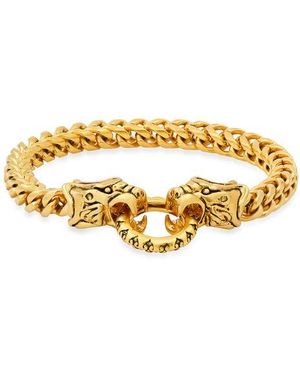 HMY Jewelry 18K Plated Stainless Steel Dragon Cuff Bracelet - Metallic