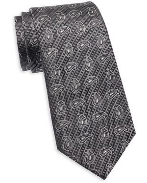 Duchamp Paisley Print Silk Tie - Gray