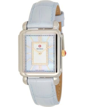 Michele Deco Ii Diamond Mother-Of-Pearl Leather Strap Watch, 26Mm X 28Mm - Multicolor