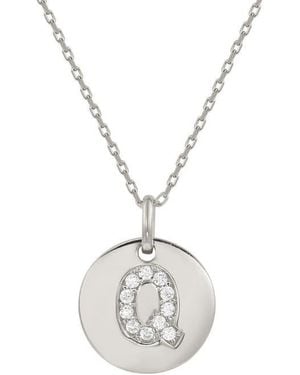 Suzy Levian Cubic Zirconia Initial Disc Pendant Necklace - White