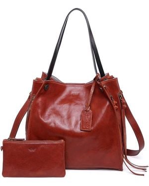 Old Trend Daisy Leather Tote Bag - Red