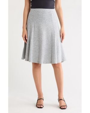Go Couture Flared Pull-On Midi Skirt - Gray