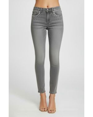 Bebe The Rhinestone Slim Fit Skinny Jeans - Gray