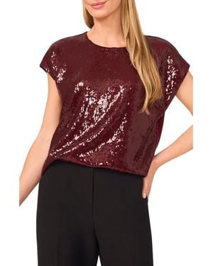 Halogen® Sequin Cap Sleeve Top - Red