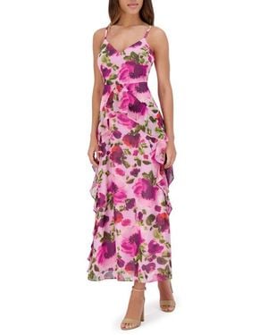 Siena Jewelry Printed Chiffon Midi Dress - Pink