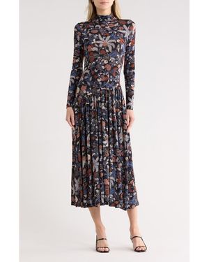 Ulla Johnson Fernanda Turtleneck Long Sleeve Drop Waist Dress - Black