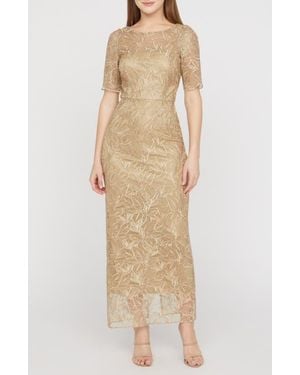 JS Collections Berlin Embroidered Cocktail Dress - Natural