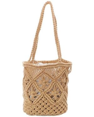 Adornia Crocheted Bucket Tote Bag - Natural