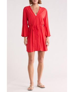 Maaji Joy Cover-Up Caftan Minidress - Red