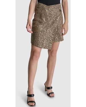 DKNY Plaid Sequin Wrap Miniskirt - Multicolor
