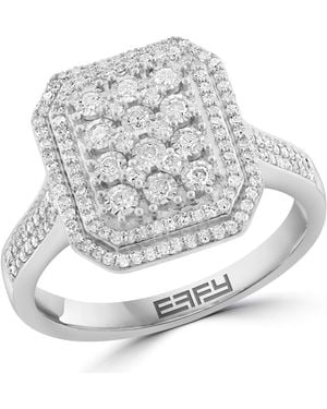 Effy Sterling Pavé Diamond Double Halo Ring - Metallic
