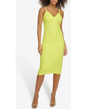Siena Jewelry Sequin Mesh Sheath Dress - Yellow