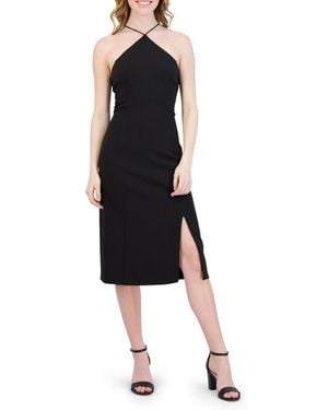 Julia Jordan Halter Neck Sheath Midi Dress - Black
