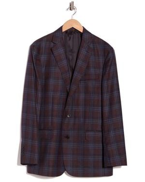 Brooks Brothers Plaid Notch Lapel Wool Sport Coat - Blue