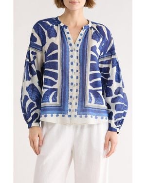 DR2 by Daniel Rainn Long Sleeve Cotton Top - Blue