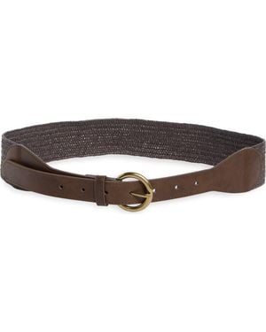 Linea Pelle Tapered Faux Straw Belt - Brown