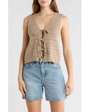 Abound Tie Front Sweater Tank - Blue