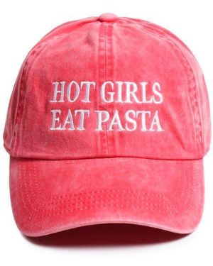 David & Young Hot Girls Eat Pasta Cotton Baseball Cap - Pink
