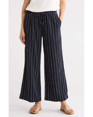 Caslon Stripe Textured Crop Wide Leg Pants - Blue
