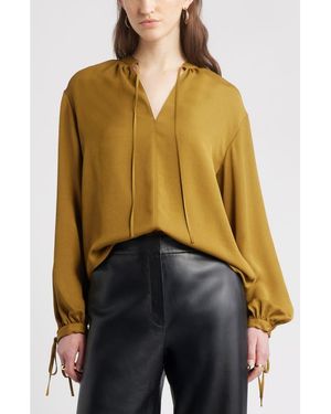 Nordstrom Long Sleeve Tie Neck Shirt - Yellow