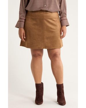 Max Studio Faux Suede Miniskirt - Brown