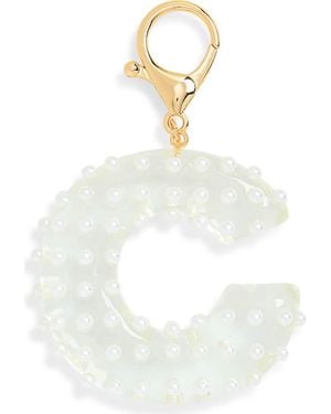 Leith Faux Pearl Initial Bag Charm - White