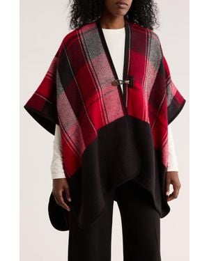 Vince Camuto Plaid Reversible Topper - Red