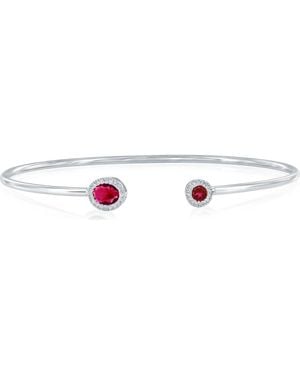Simona Sterling Lab Grown Diamond Bangle Bracelet - Red