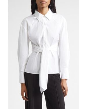 10 Crosby Derek Lam Carmine Crossover Back Detail Cotton Button-Up Shirt - White