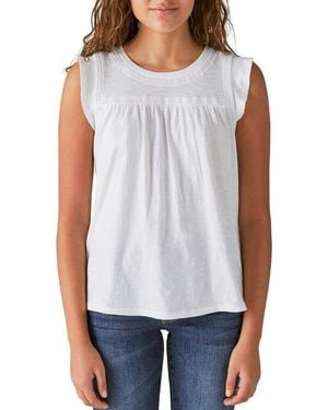 Lucky Brand Embroidered Cotton Slub Tee - Blue