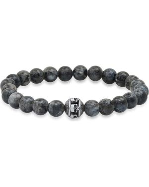Steeltime Agate Skull Bead Bracelet - Metallic