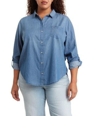 Caslon Chambray Long Sleeve Button-Up Shirt - Blue