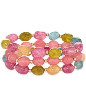 Natasha Couture Set Of 3 Beaded Stretch Bracelets - Pink