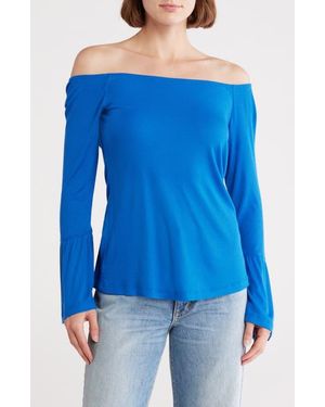 Tart Collections Raina Off The Shoulder Bell Sleeve Top - Blue