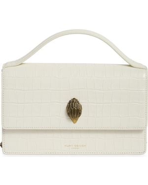 Kurt Geiger Bond Croc Embossed Leather Top Handle Bag - White