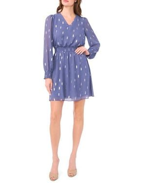 Halogen® Metallic Spot Smocked Waist Dress - Blue
