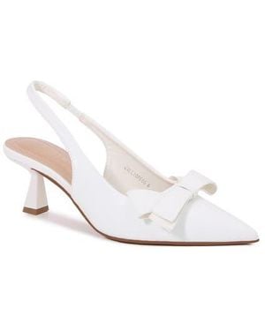 BERNESS Calliope Asymmetric Bow Slingback Pump - White