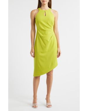 Anne Klein Side Pleat Asymmetric Dress - Yellow
