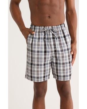 Tahari Plaid Pajama Shorts - Black